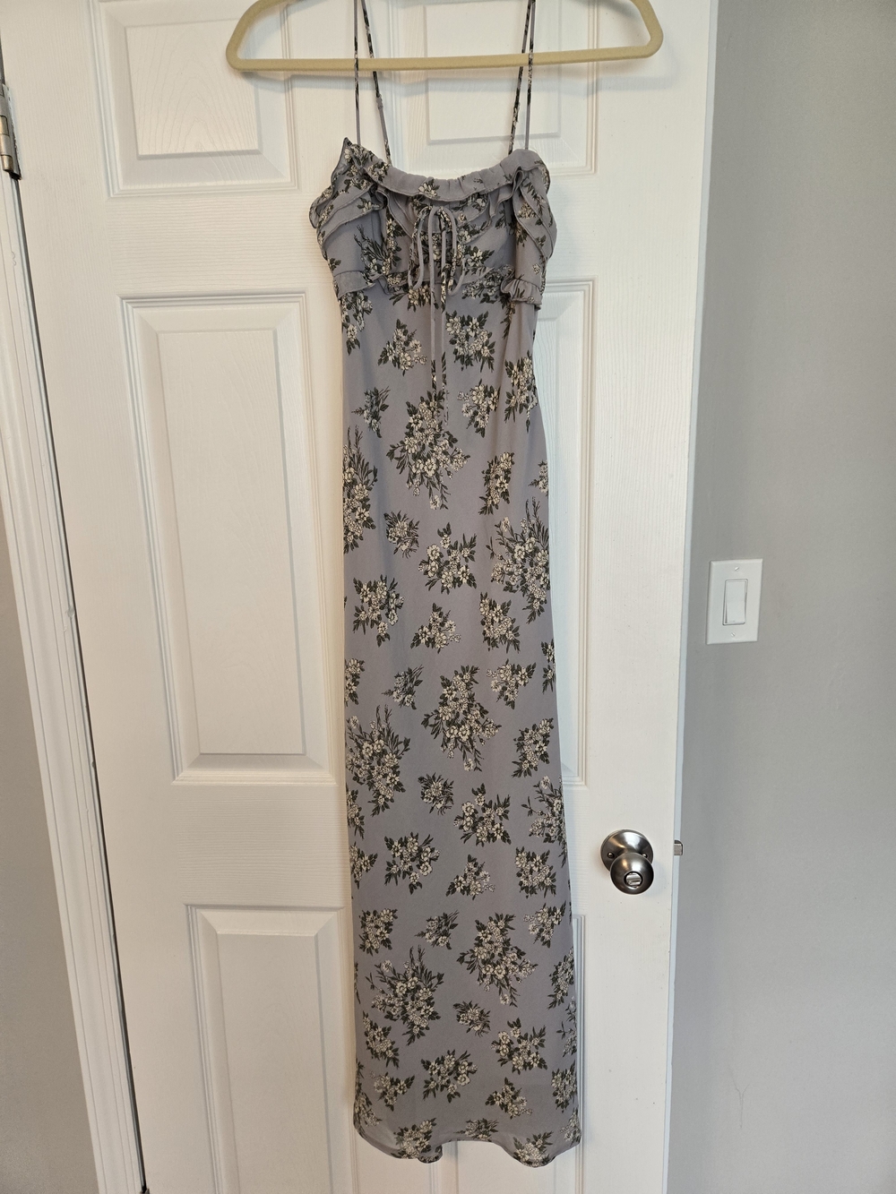 a new day Gray Floral Ruffle Maxi Dress